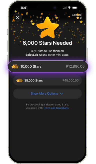 Since you don't have any Stars yet, you need to purchase Stars — it takes 6,000 Stars to proceed.